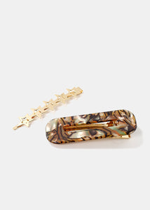 2-Piece Resin & Stars Barrettes