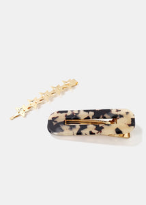 2-Piece Resin & Stars Barrettes