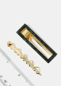 2-Piece Heart and Rectangle Enamel Hair Clips