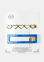 Load image into Gallery viewer, 2-Piece Heart and Rectangle Enamel Hair Clips
