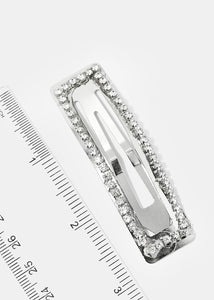 2-Piece Rhinestone Studded Rectangle Snap Clips