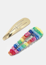 Load image into Gallery viewer, 2-Piece Glittery Rainbow Snap Clips
