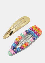 Load image into Gallery viewer, 2-Piece Glittery Rainbow Snap Clips
