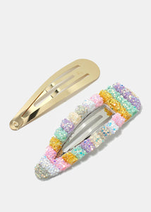 2-Piece Glittery Rainbow Snap Clips