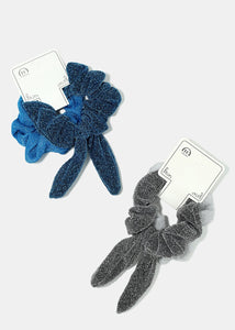 2-Piece Glitter Bunny Bow Knot Scrunchies