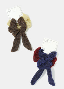 2-Piece Glitter Bunny Bow Knot Scrunchies